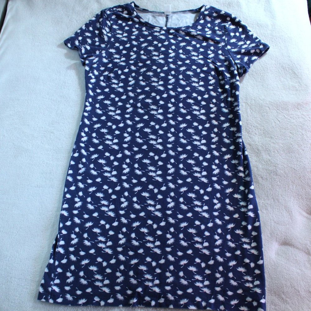 OLD NAVY Dandelion Pattern Navy Fitted T-Shirt Dress